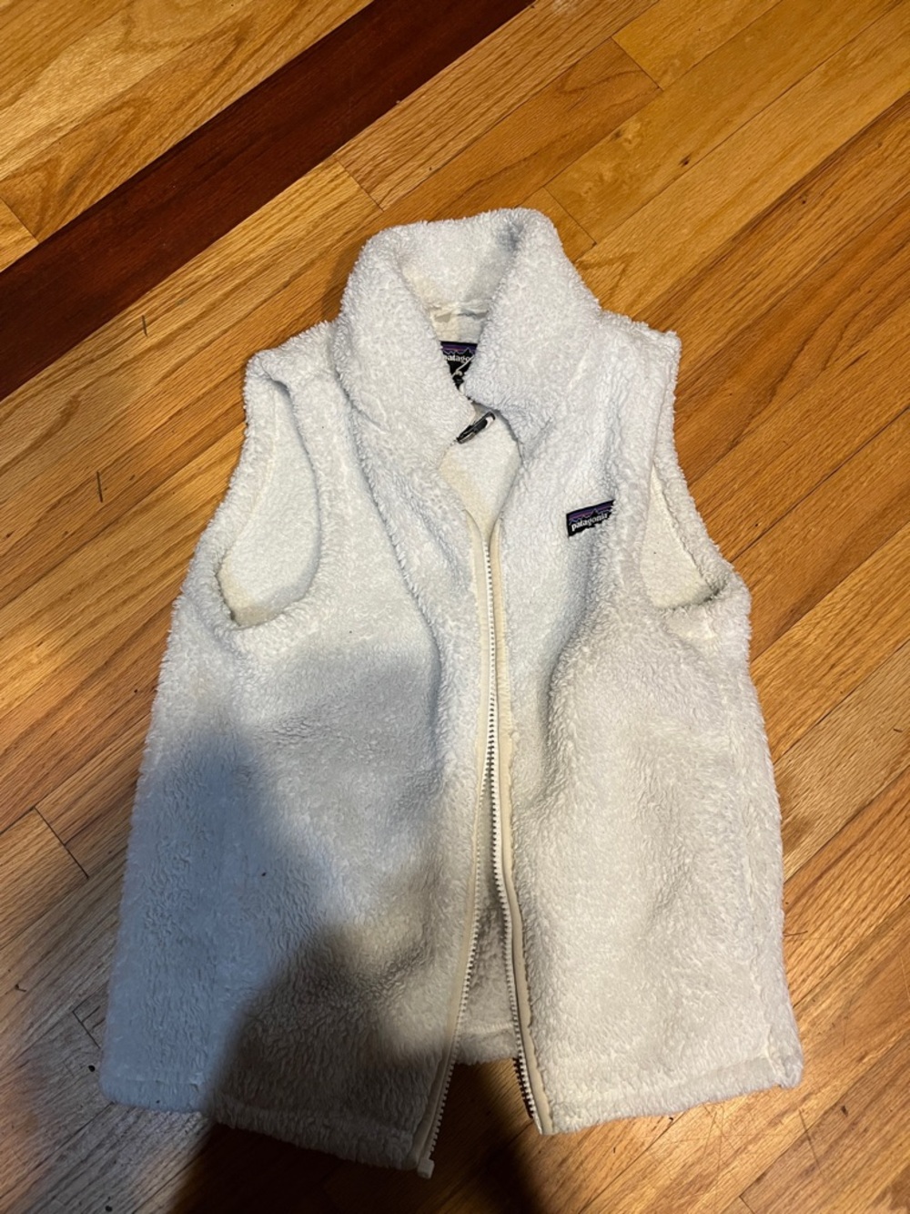 Patagonia Cream Sherpa Fleece Vest - Zip Front